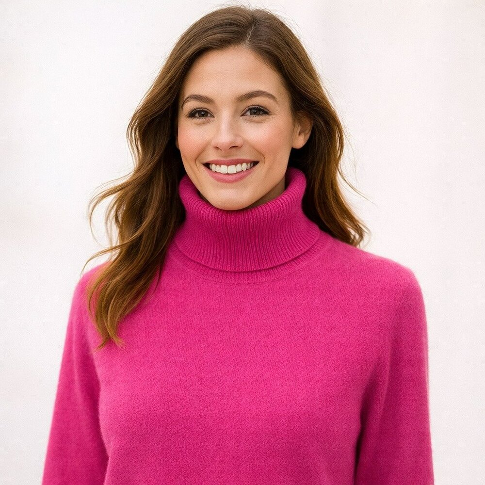 Marshall Fields Cashmere Turtleneck Sweater Womens Large Pink